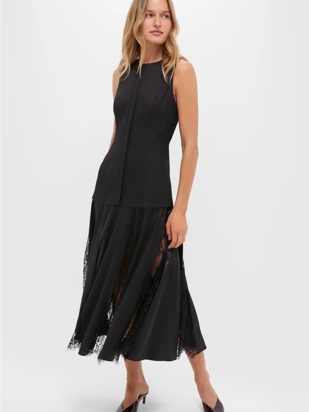NWT Tuckernuck Black Sleeveless Lace-Trim Maxi Dress